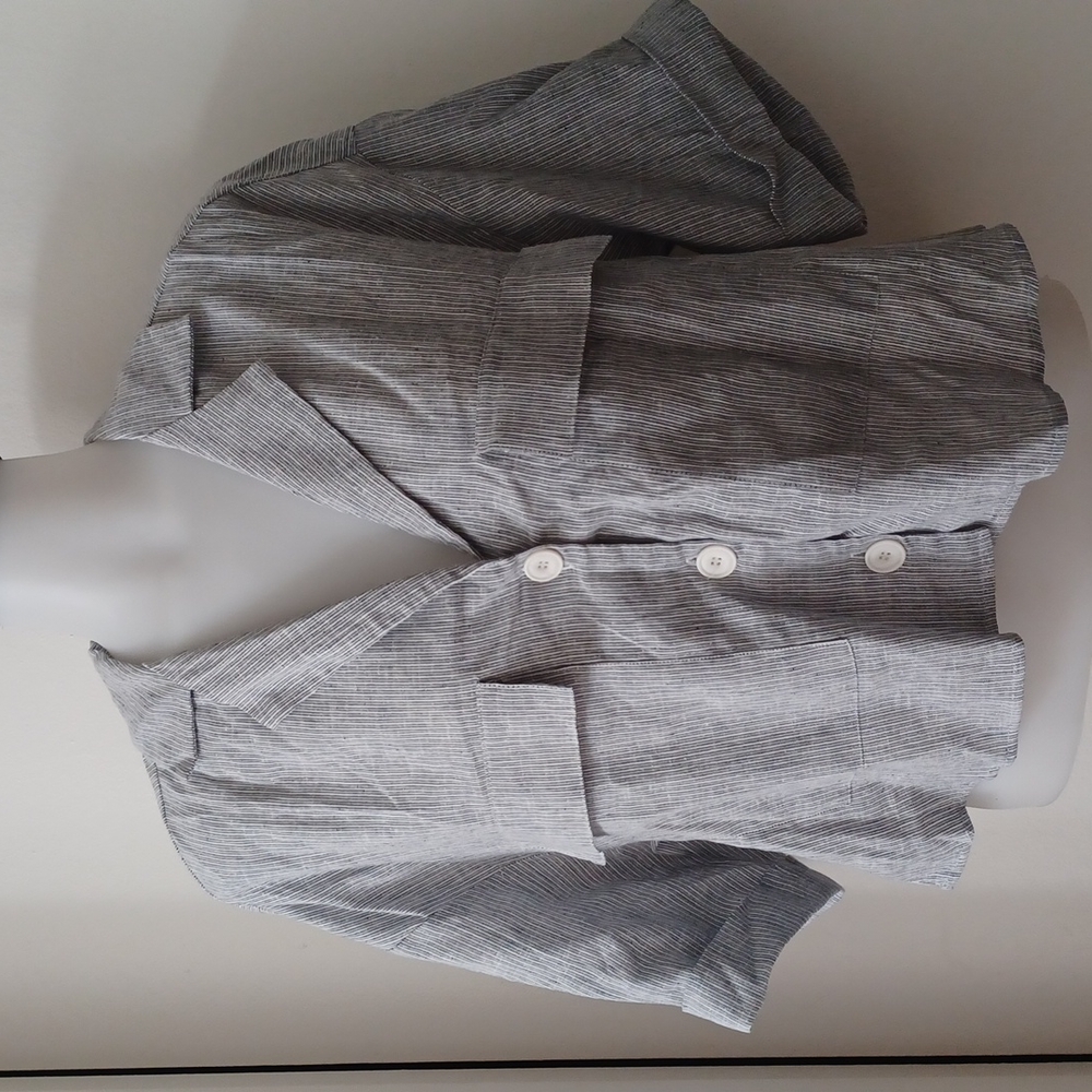 ZARA stripe linen blend button down top with pockets/ size XS/ NWT/ Oversized